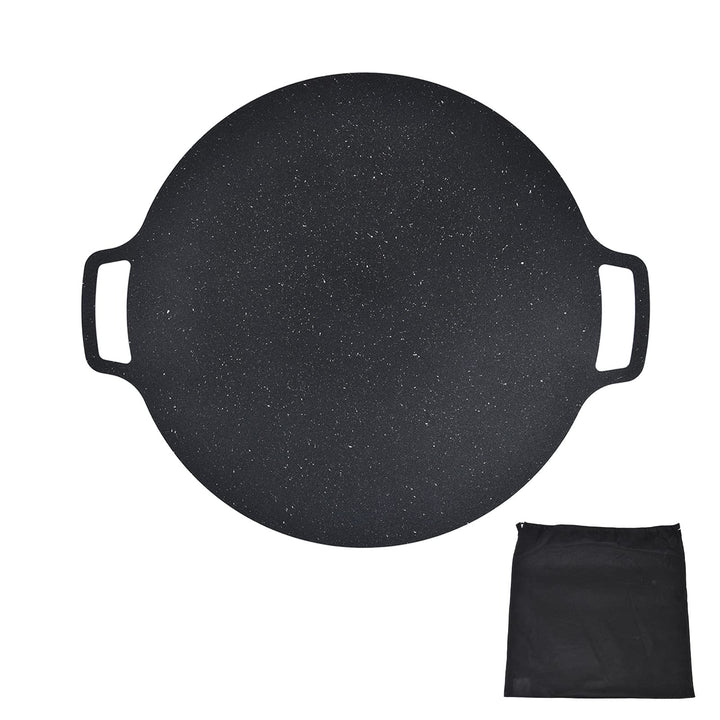Grillplatte Gusseisen Rund 36cm, Koreanische Runde Grillpfanne Korean, Koreanischer BBQ Platten Barb