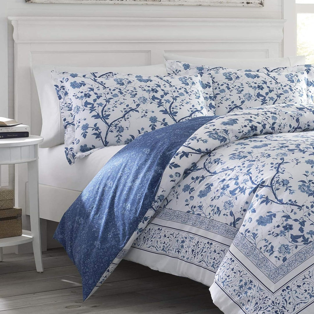 Laura Ashley - King-Size-Bettbezug-Set, Baumwoll-Bettwäsche mit passenden Kissenbezügen und Bettrock
