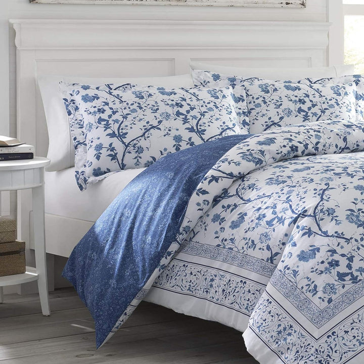 Laura Ashley - King-Size-Bettbezug-Set, Baumwoll-Bettwäsche mit passenden Kissenbezügen und Bettrock