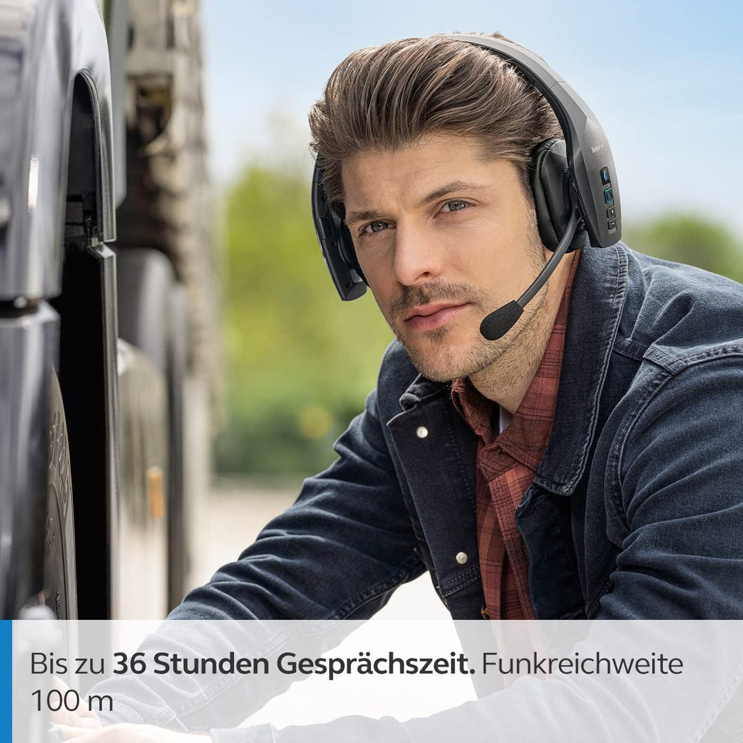 Jabra BlueParrott S650-XT Wireless Headset - 2in1 Convertible Stereo zu Mono Kopfhörer - 4 integrier