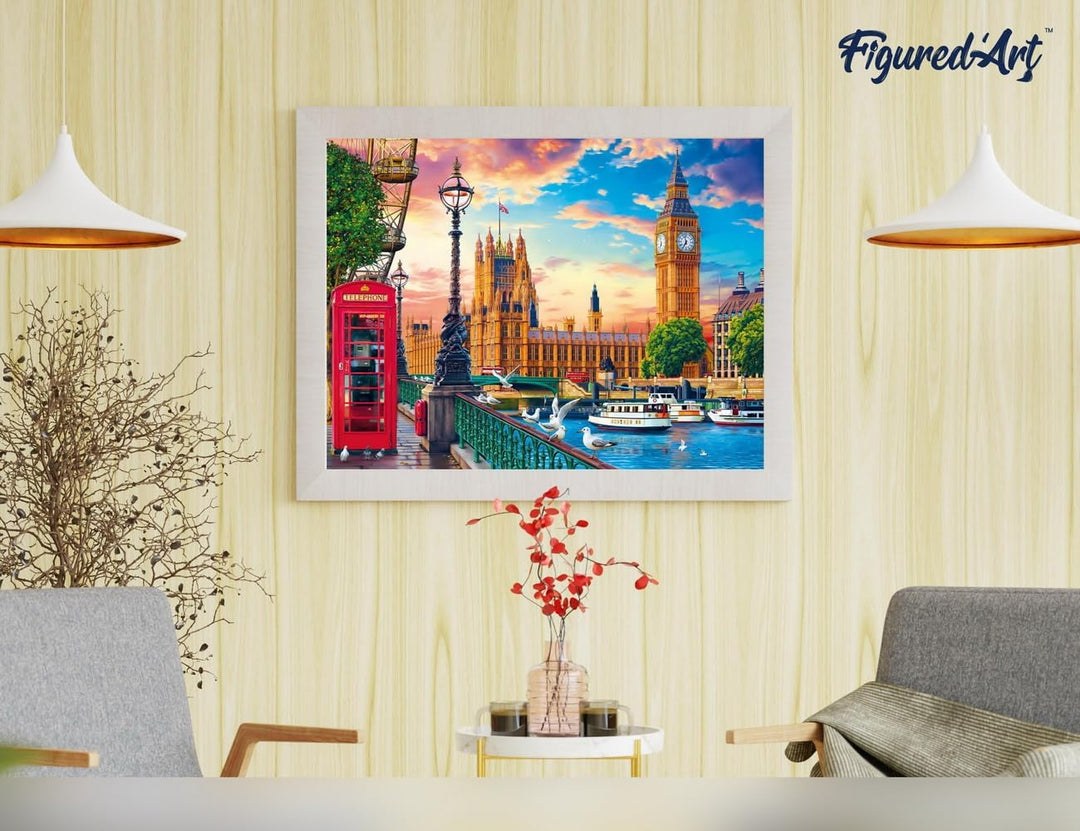 Figured'Art Malen Nach Zahlen Erwachsene Mit Rahmen Frühling in London - Paint by Numbers Basteln DI