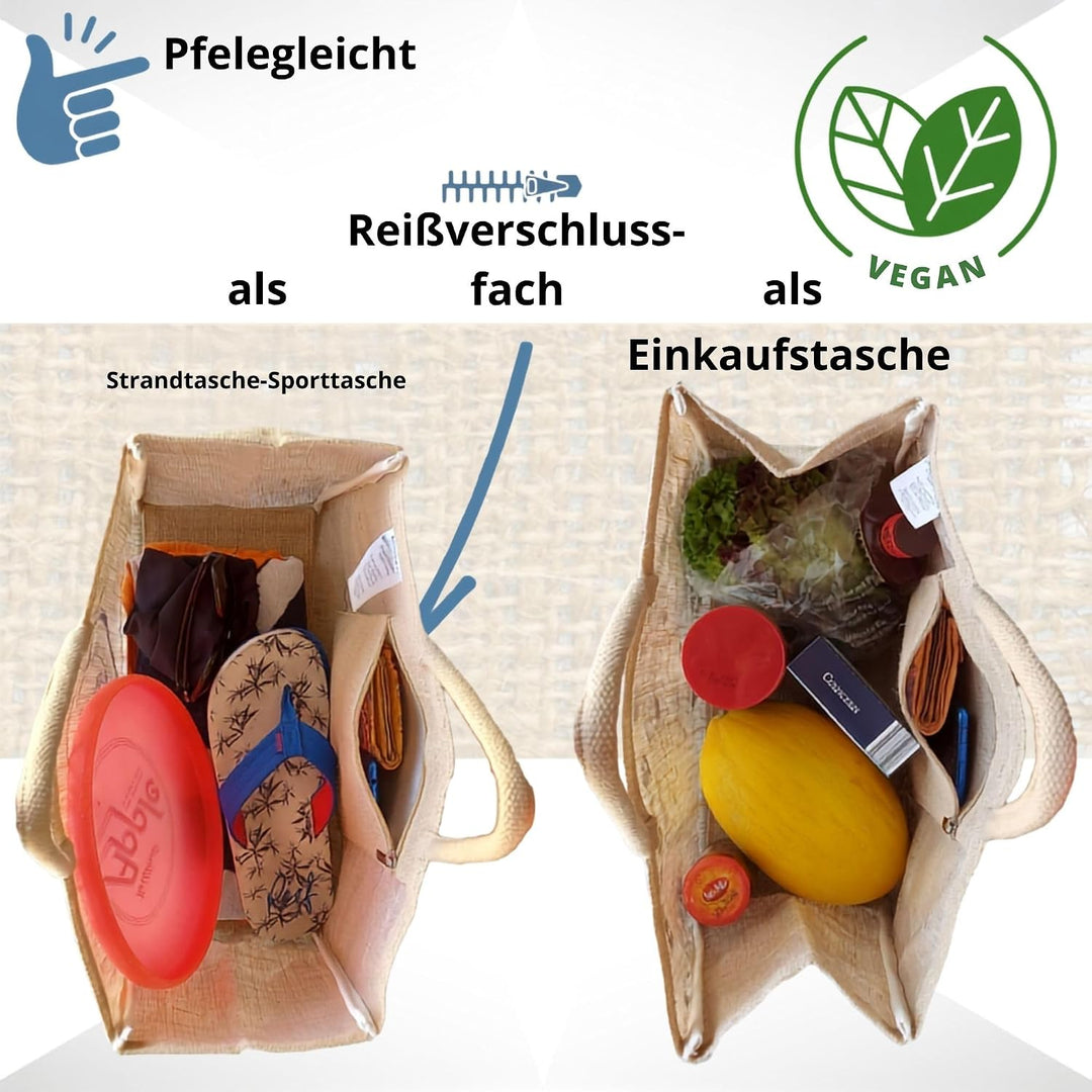 Domelo Einkaufskörbe. Bedruckte Einkaufstasche. Jute Tasche gross. Korbtasche, wasserabweisenden Str