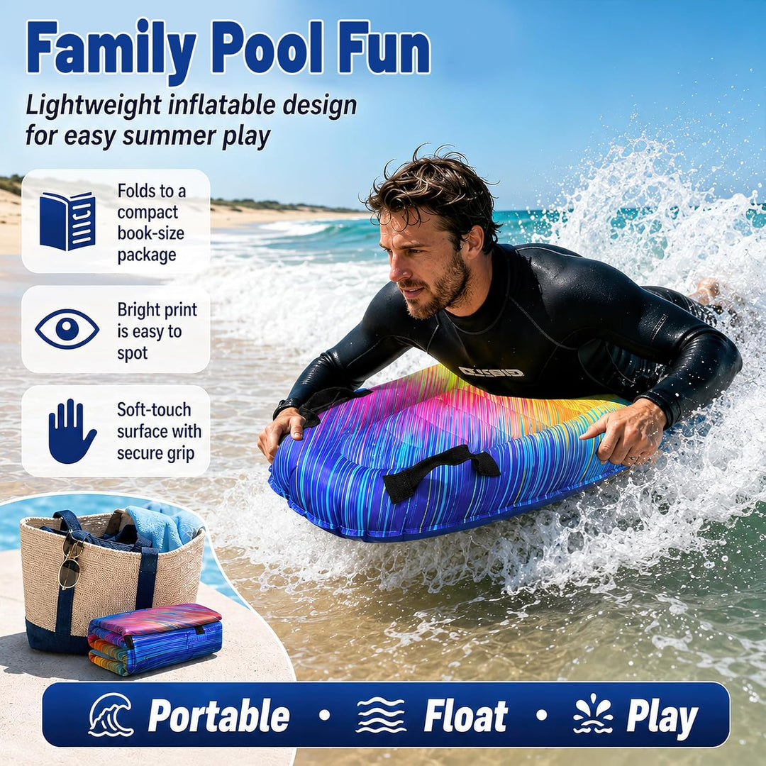 Luftmatratze Wasser für Kinder & Erwachsene, FainFun Surfbrett Aufblasbar, Bodyboard mit Griffen, Wa