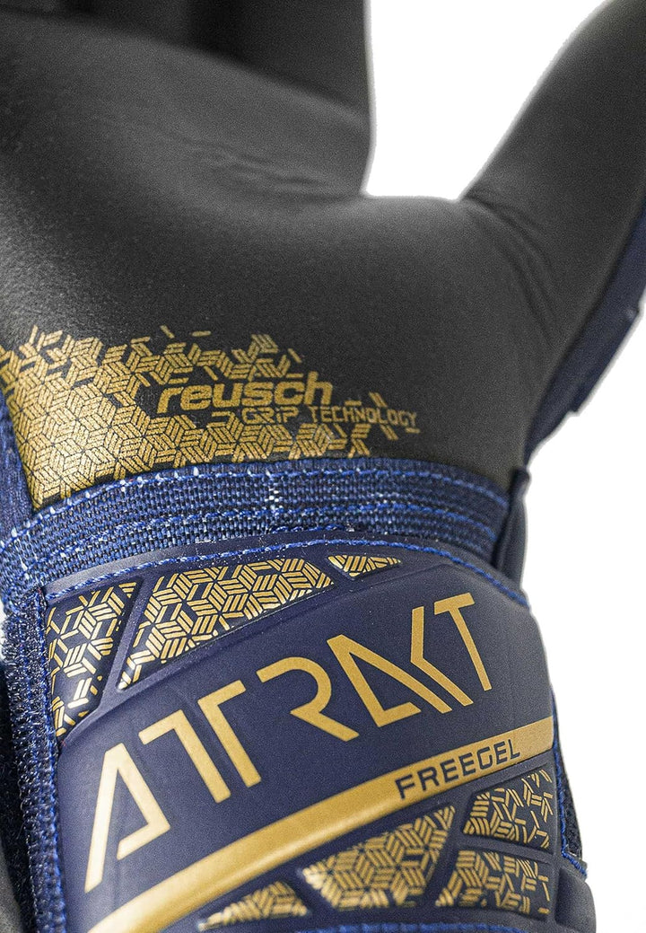 Reusch Unisex Jugend Attrakt Freegel Silver Junior Torwarthandschuhe 4 blau-gold-schwarz, 4 blau-gol