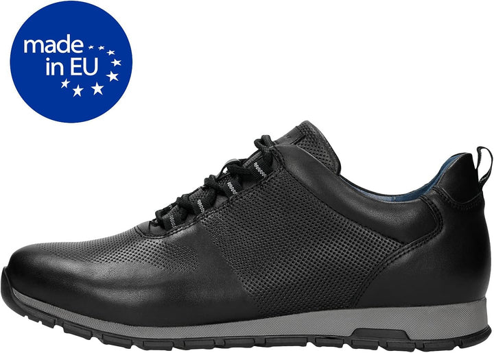 Herren-Sneaker | Narbenleder | Weiches Futter | Casual Stil | Perfekt für Jede Jahreszeit, Schwarz
