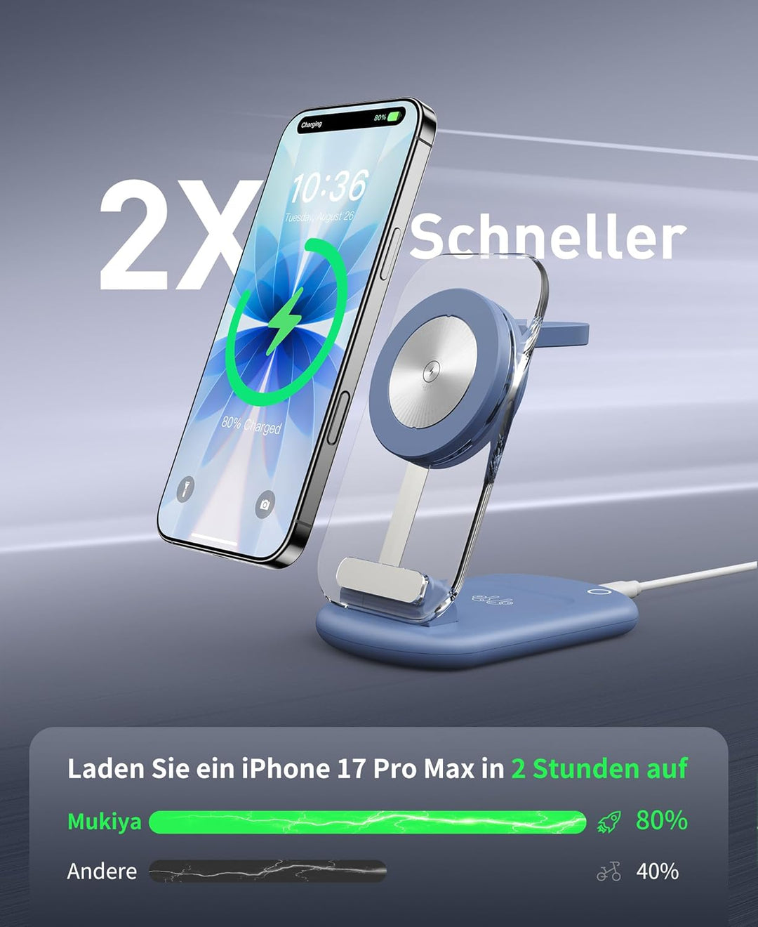 Mag Safe Ladegerät, Ladestation und iPhone, 3 in 1 Mag Safe Ladestation Kompatibel mit iPhone 17 16
