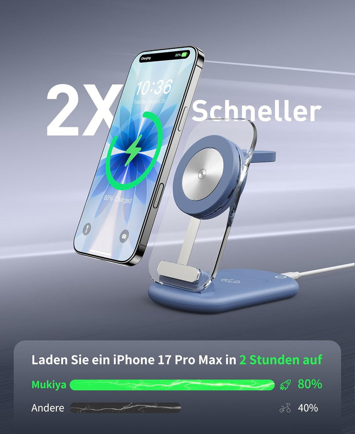 Mag Safe Ladegerät, Ladestation und iPhone, 3 in 1 Mag Safe Ladestation Kompatibel mit iPhone 17 16