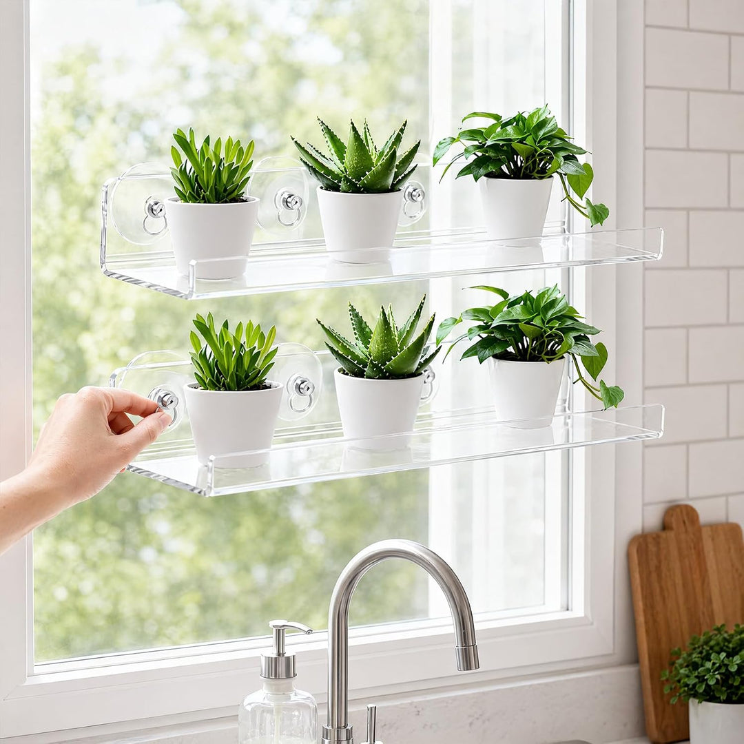 Fenster Pflanzenregale, 3 Stück Saugnapf Regal Für Pflanzen Fenster 30 cm, Fensterwand-Pflanzenständ