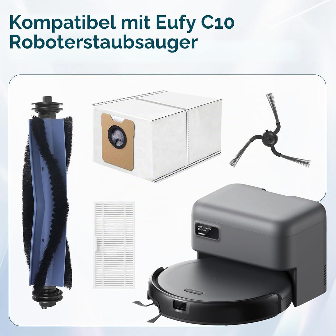 C10 Zubehör Set für eufy C10 Roboter Staubsauger, 1 Hauptbürste, 4 Seitenbürsten, 4 HEPA-Filter, 4 E