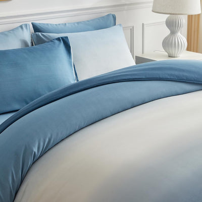 OLDBIAO Bettwäsche 200x200 cm 3er Set (1 Bettbezug 200x200cm + 2 Kissenbezüge 80x80cm), Weiss - Blau