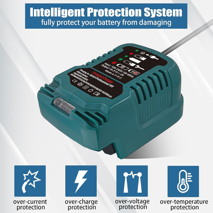 Ladegerät für Bosch Professional 18V Akku, 220V Ultraschnellladegerät für Bosch Procore GBA 18V Syst