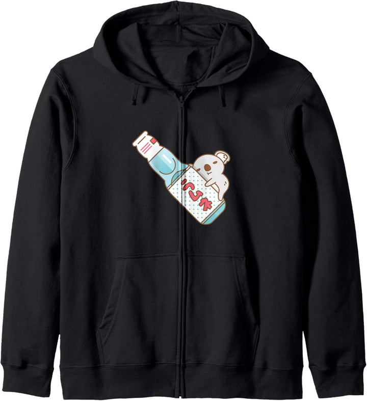 Baby Koala with Ramune japanese soda in Blue Kapuzenjacke