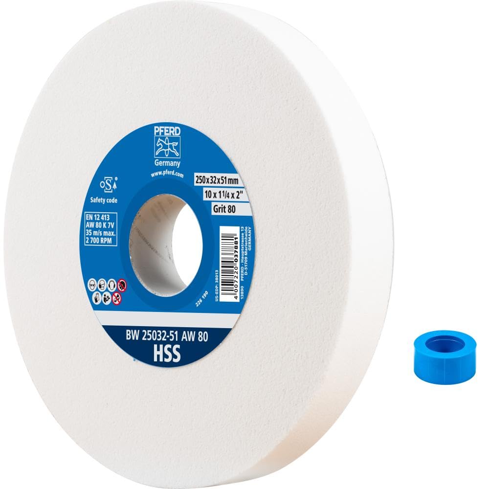 PFERD Schleifbockscheibe HSS, 250x32x51mm, A80, 39009705 – Mittelharte Schleifscheibe zum Schärfen v