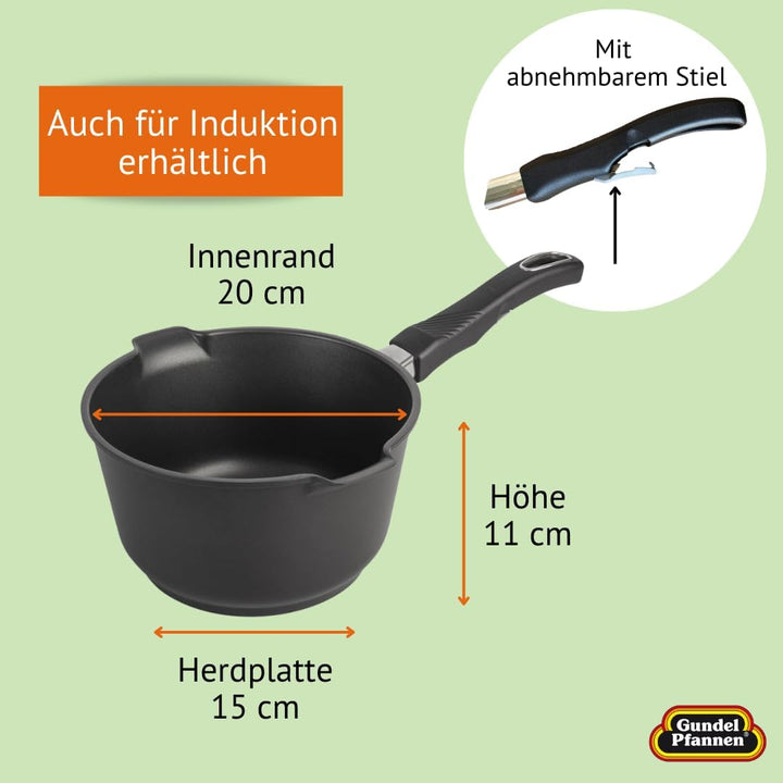 Original Gundel GUSS-UNIVERSAL-TOPF MILCHTOPF, Ø 20 cm, Höhe 11 cm, BIOTAN-Oberfläche, PFOA-frei, St