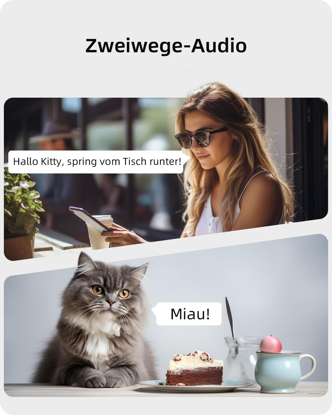 blurams 2K Überwachungskamera Innen, 360° WLAN Kamera,Bewegungsverfolgung Nachtsicht Haustier Kamera