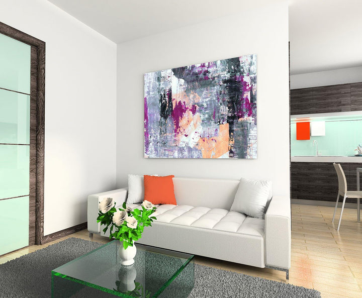 Paul Sinus Art 60x80cm Abstrakt006_Leinwandbild Abstrakte Kunst - brombeer - Kunstdruck auf Leinwand