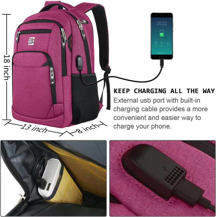 marcello Rucksack Damen,Laptop Rucksäcke mit USB-Ladeanschluss für Arbeit Schule Uni Schulrucksack f