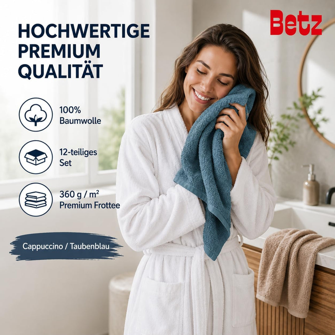 Betz 12 TLG. Handtuch Set Berlin 100% Baumwolle 2 Liegetücher 4 Handtücher 2 Gästetücher 2 Seiflappe