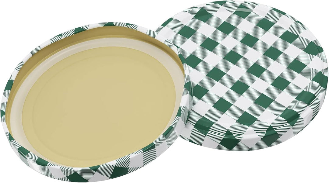 WELLGRO® Einmachgläser mit Schraubdeckel - 230 ml, 8,5 x 6,5 cm (ØxH), Glas/Metall, rot karierte Dec