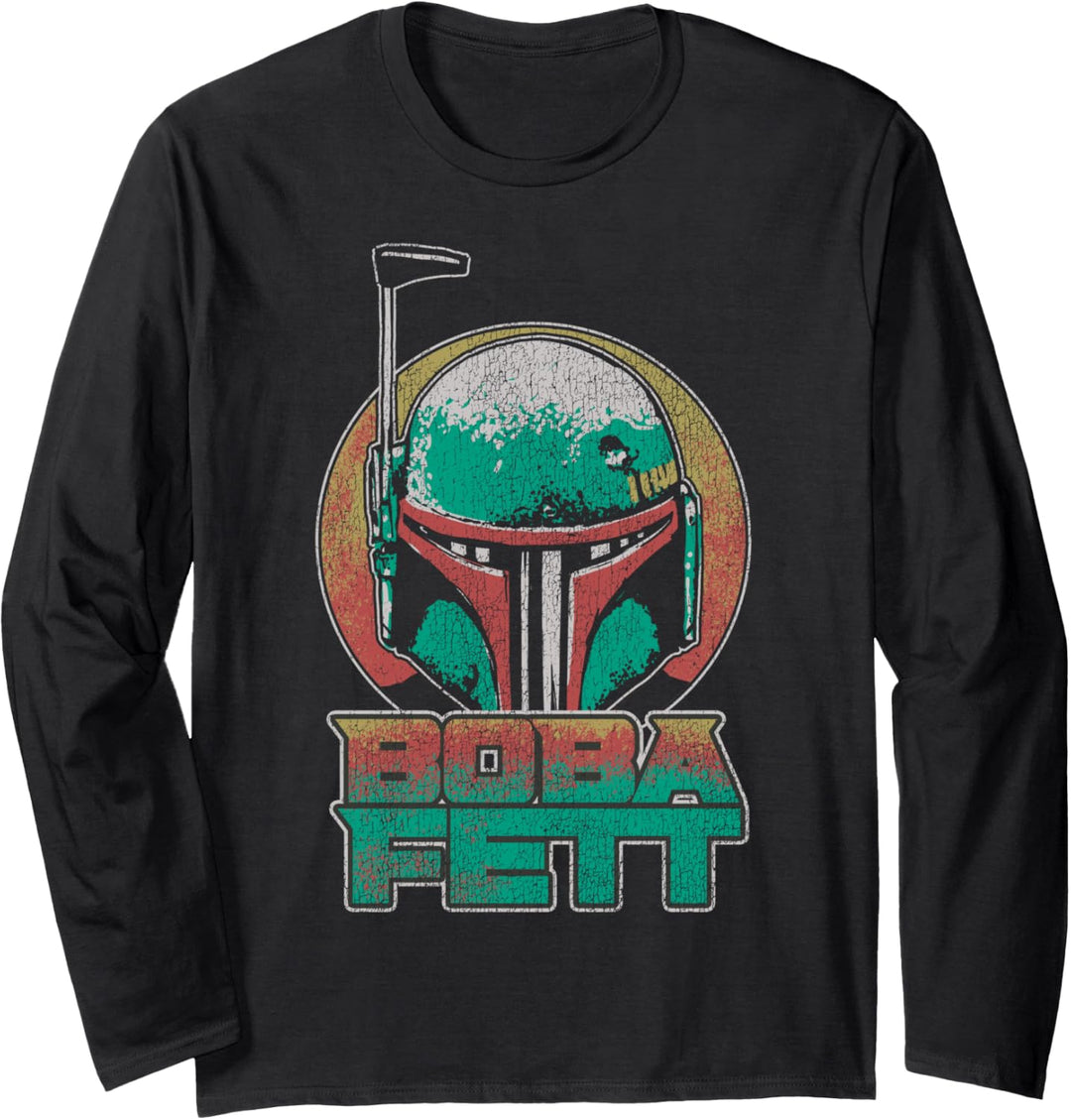 Star Wars The Book Of Boba Fett Vintage Helmet Logo V-2 Langarmshirt