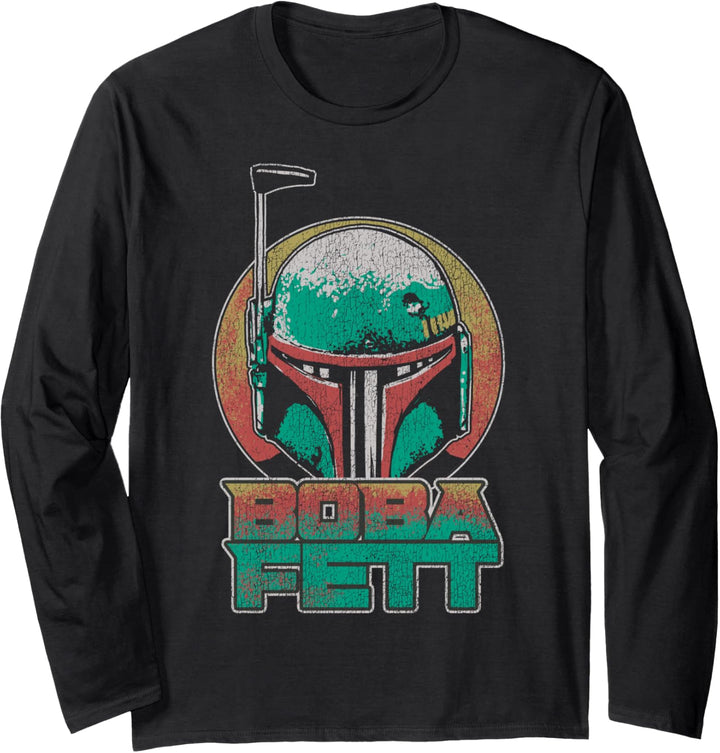 Star Wars The Book Of Boba Fett Vintage Helmet Logo V-2 Langarmshirt