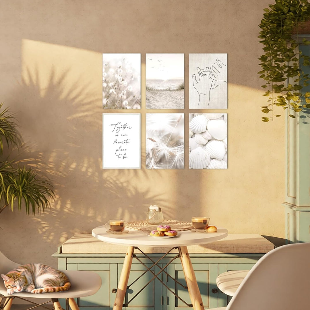 Novart Set Wandbilder - KEIN EXTRA RAHMEN BENÖTIGT - Wohnzimmer Schlafzimmer - Bilder Modern Boho St