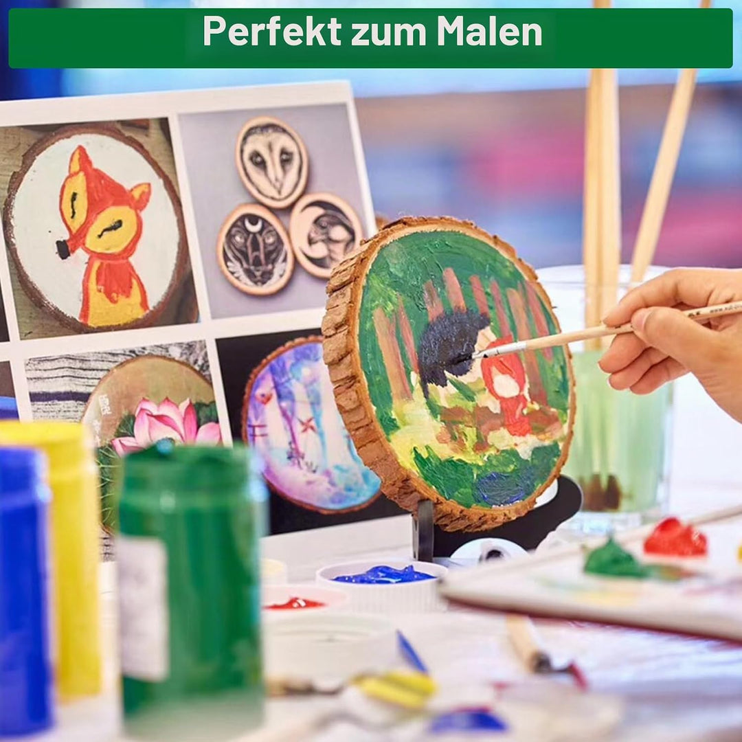 30 Stück Natur Holzscheiben 9-10 cm, Baumscheiben Rund, Baumstamm Deko, Unvollendete Holzscheiben zu