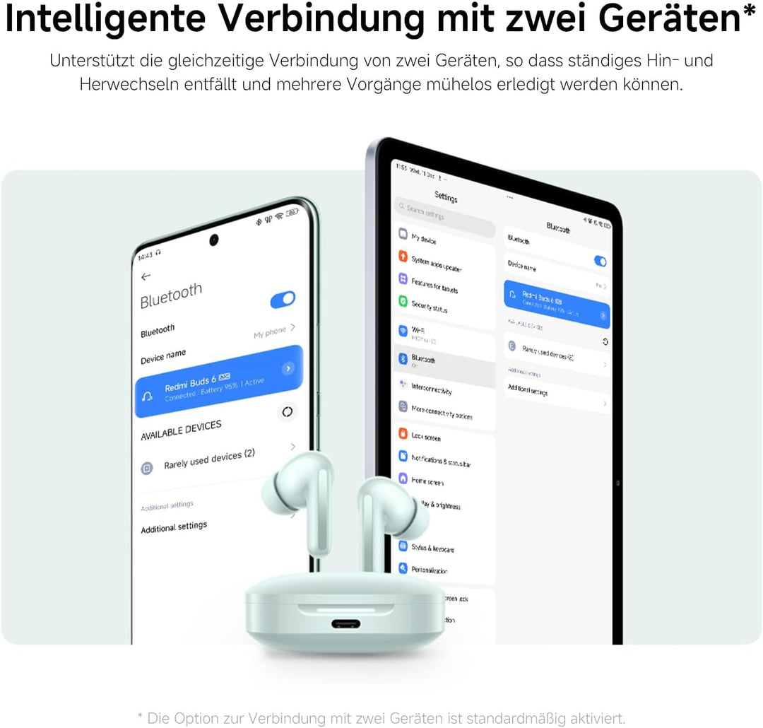 XIAOMI Redmi Buds 6:Bluetooth Kabellos Kopfhörer in-Ohr, Duale Treiber, Integrierter immersiver Soun