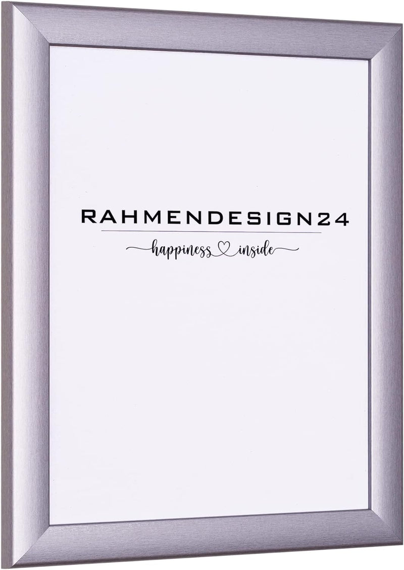 Rahmendesign24 Bilderrahmen Fiona 50x70 (POSTERFORMAT) Alu gebürstet Fotorahmen, Wechselrahmen, Post