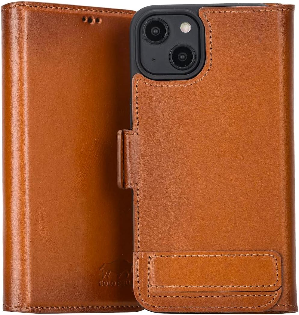 Solo Pelle aufklappbare Lederhülle kompatibel für iPhone 14 in 6.1 Zoll inkl. 1 Kartenfach für das o