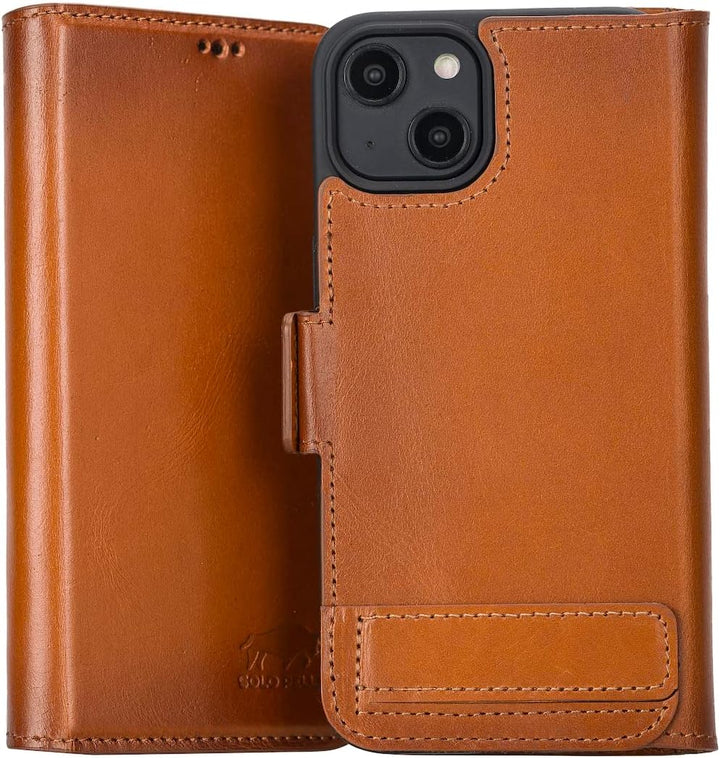 Solo Pelle aufklappbare Lederhülle kompatibel für iPhone 14 in 6.1 Zoll inkl. 1 Kartenfach für das o