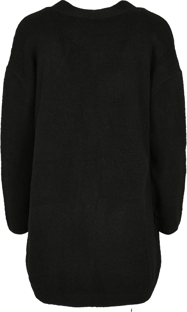 Urban Classics Damen Ladies Chunky Fluffy Knit Cardigan Strickjacke, Schwarz
