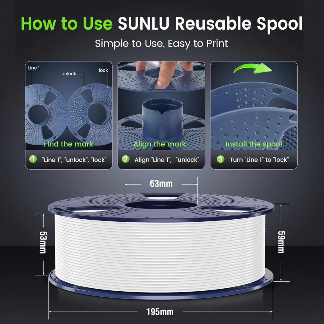 SUNLU PLA Filament 1.75mm,Sauber Gewickelt 3D Drucker Filament PLA 1.75mm,Einfach zu Verwenden,Massg