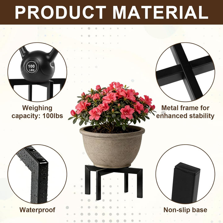 Pflanzenständer, Blumenständer Pflanzenhocker, Erhöhungsständer 19cm Höhe Metall Schwarz Stabil für