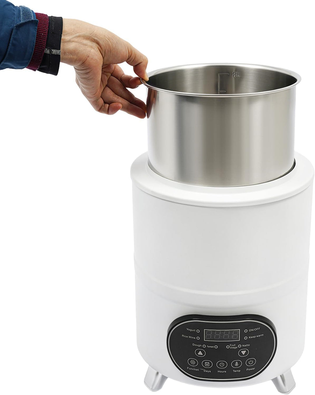 Joghurtmaschine 8 Liter, Edelstahl 304, Joghurtbereiter mit Temperaturregelung 25-80°C, für Fruchtes