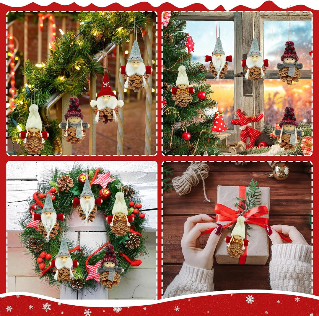 Wichtel Klein Weihnachtsbaumschmuck,8 Stück Tannenzapfen Weihnachtsbaum Anhänger,Weihnachtswichtel K