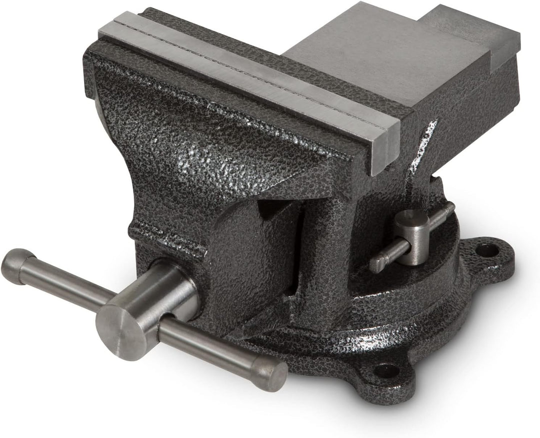 EBERTH Schraubstock aus Gusseisen mit Amboss, 125mm Backenbreite, 130mm Gesamthöhe, 360° drehbar, 11