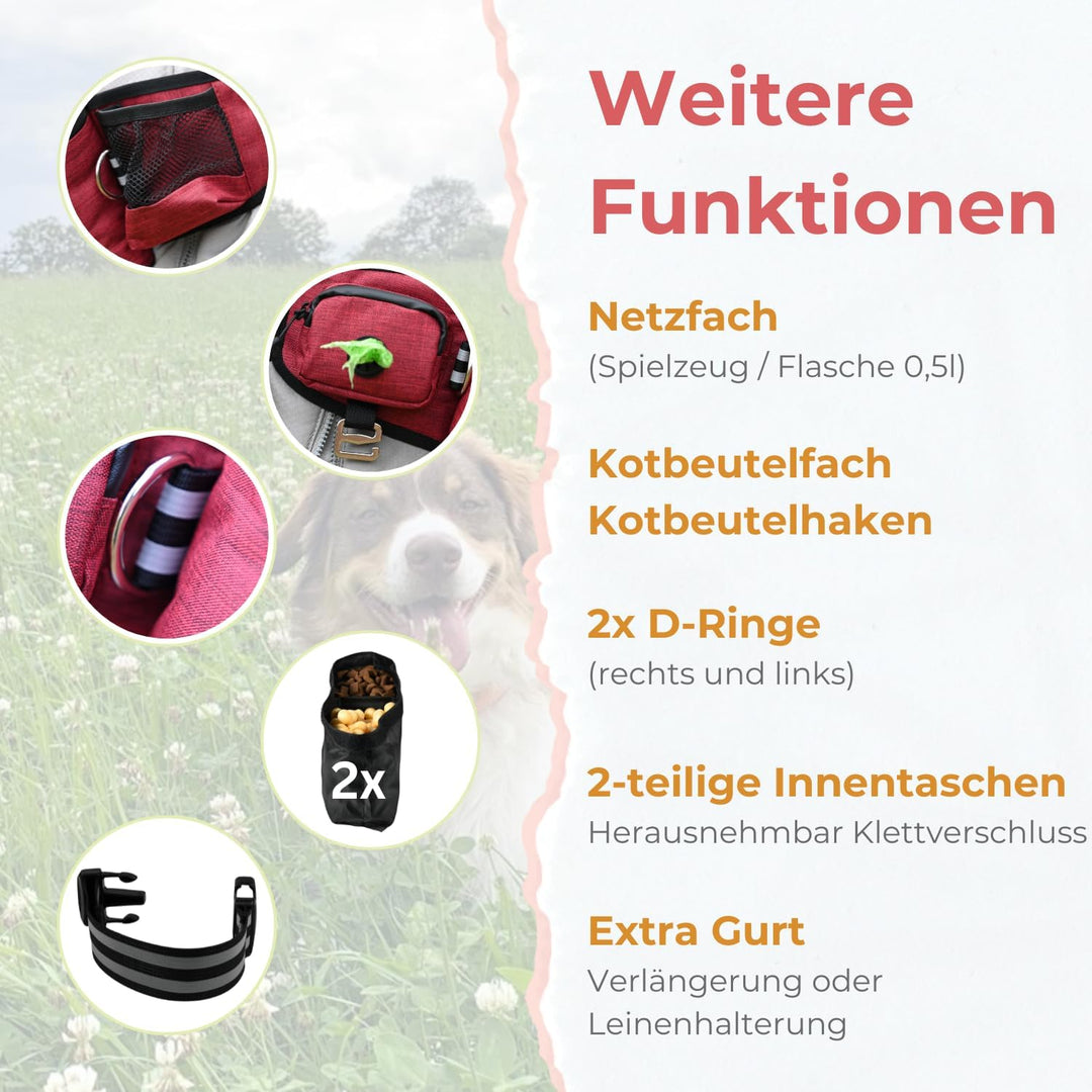 Leckerlitasche für Hunde - wasserdichte Hunde Leckerlitasche & Bauchtasche Hundetraining, Gassi Tasc