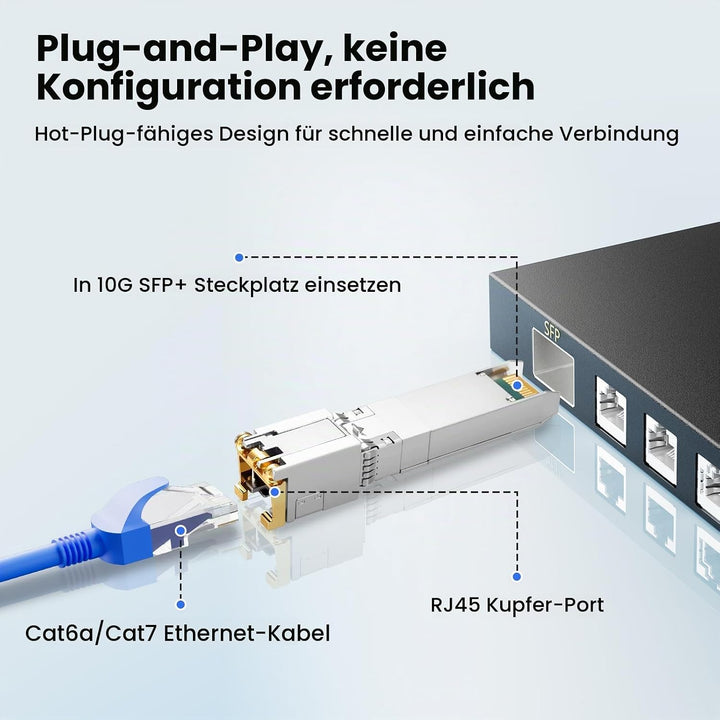 1.25/2.5/5/10GBase-T 10Gb SFP+ auf RJ45 Kupfer Transceiver Modul mit Realtek Chip &amp; DDM für Cisco SF