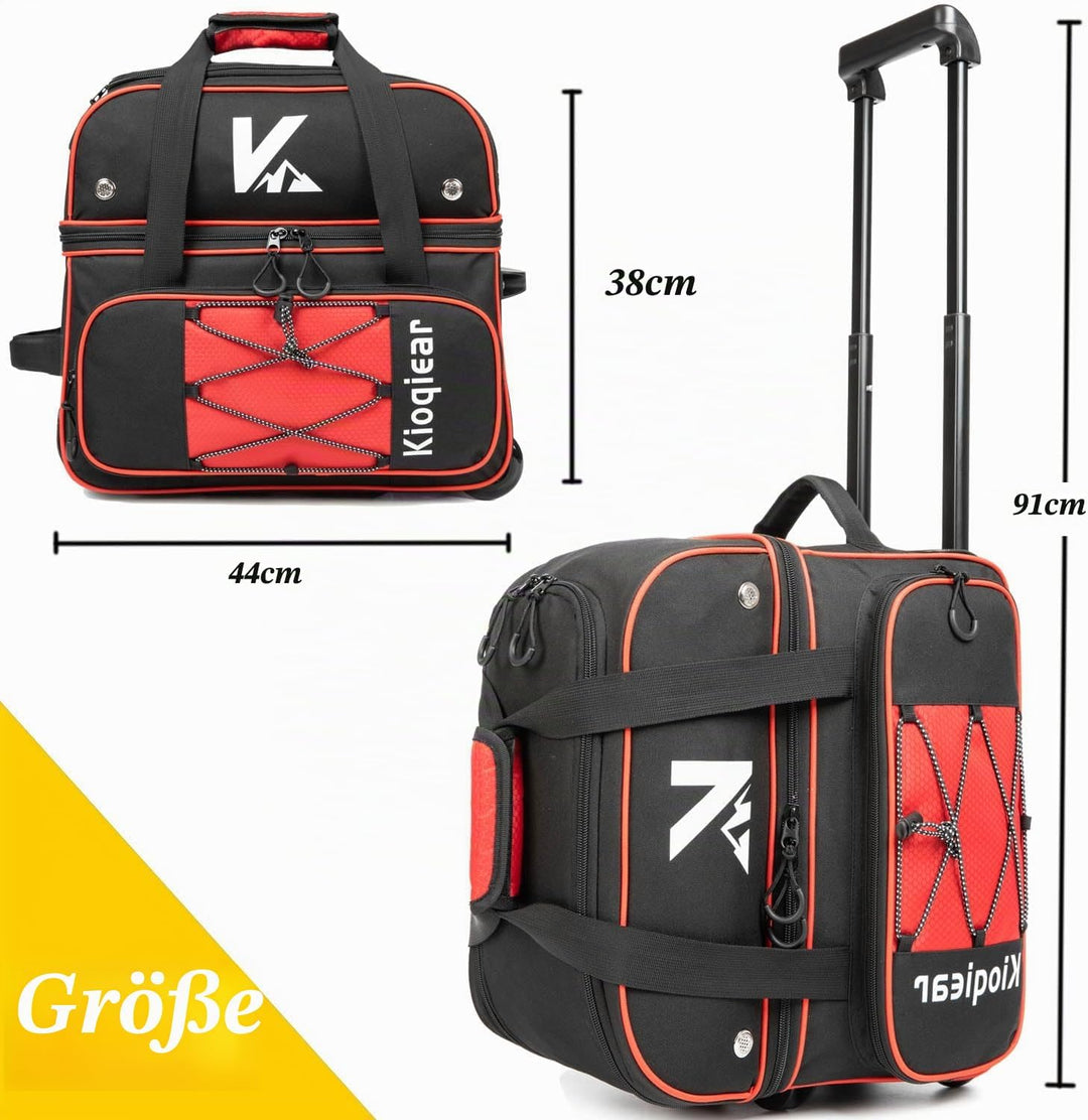 Kioqiear Bowlingtasche mit 2 Rollen und grossem separatem Schuhfach und übergrosser Zubehörtasche, 9