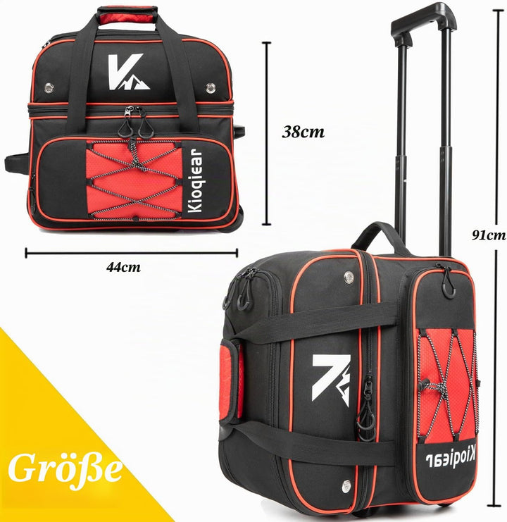 Kioqiear Bowlingtasche mit 2 Rollen und grossem separatem Schuhfach und übergrosser Zubehörtasche, 9