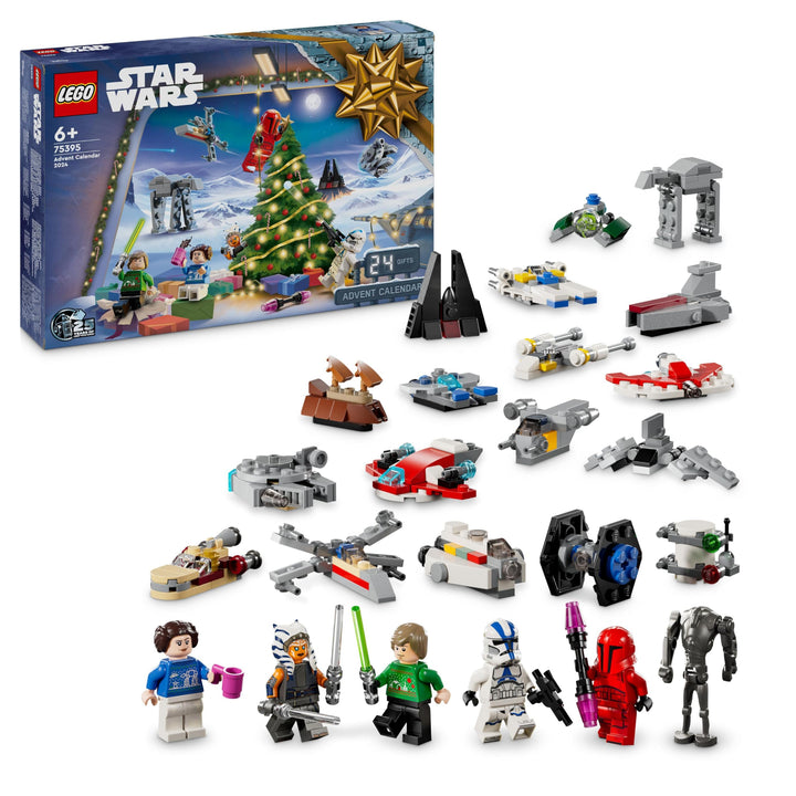 LEGO Star Wars Adventskalender 2024, 18 Mini-Modelle und 6 Charaktere zum Sammeln, Vorweihnachtsgesc