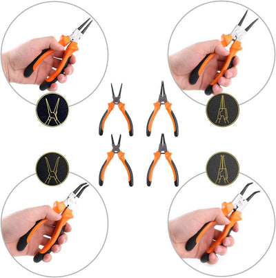 Glarks 4Pcs 7-Inch Snap Ring Pliers Set Heavy Duty Internal/External Circlip Pliers Kit with Straigh