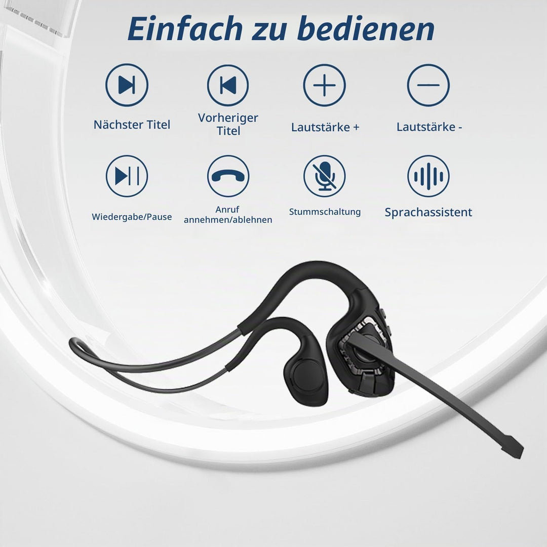 BANIGIPA Bluetooth-Headset mit Boom-Mikrofon, Kopfhörer mit offenem Ohr und Mikrofon mit Geräuschunt
