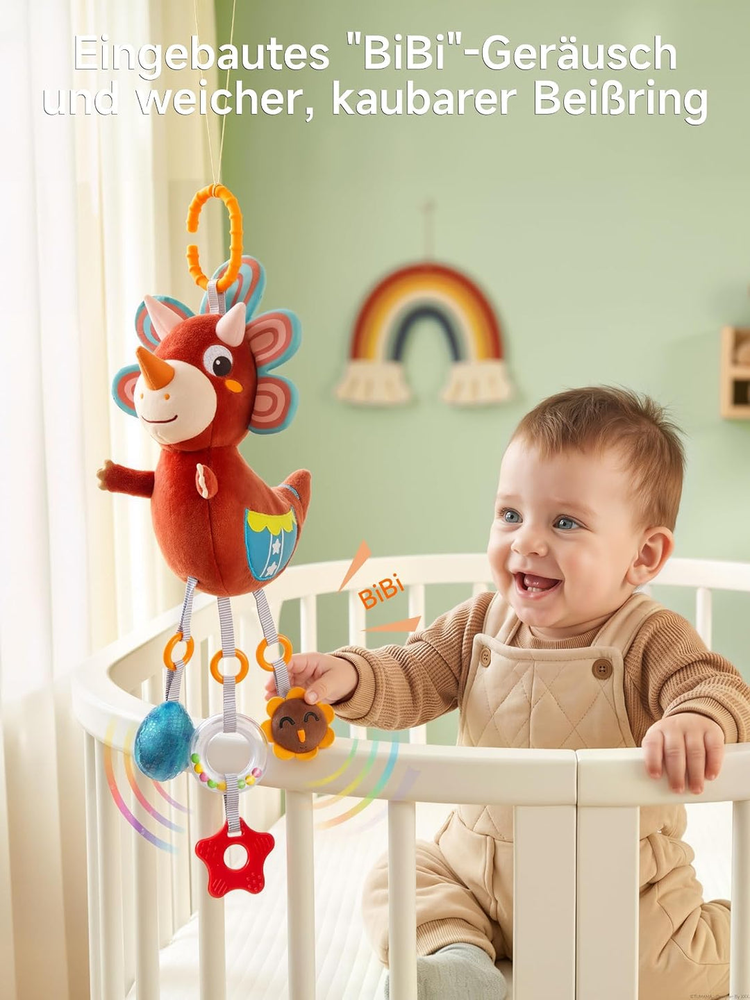 TUMAMA KIDS Baby Kinderwagen Spielzeug ab 0 2 3 4 6 8 9 12 Monate, Dinosaurier Spielbogen Anhänger G