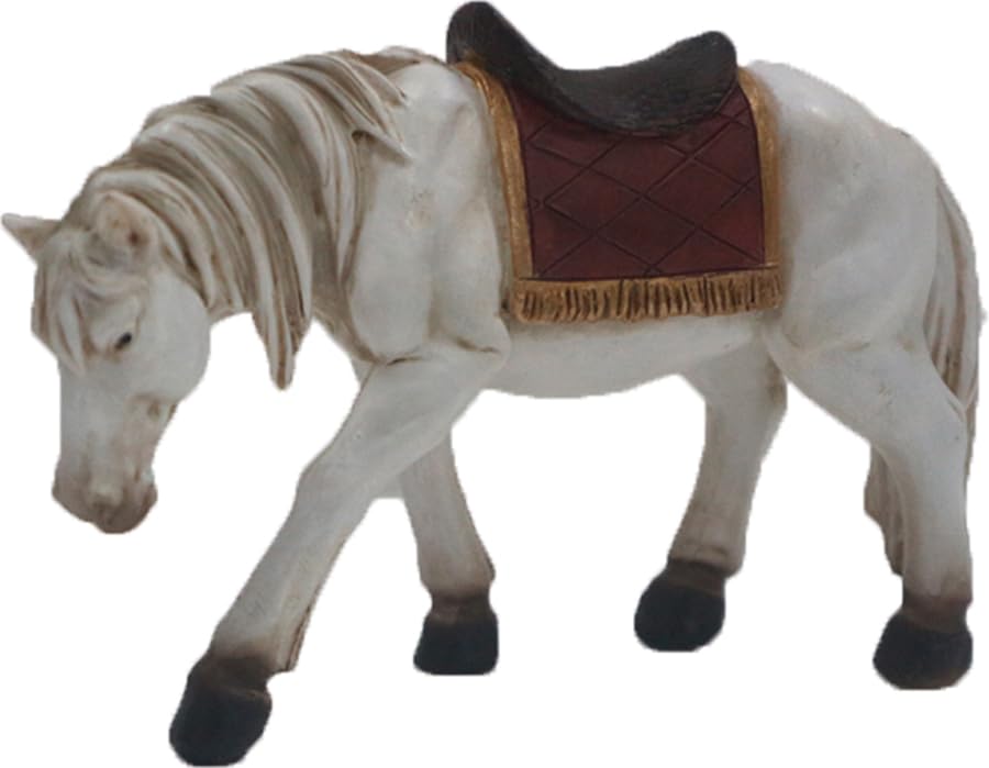FADEDA Pferd weiss/Höhe:9 cm/handbemalt/detailgetreue Krippen Figuren - Weihnachten Tisch Dekoration