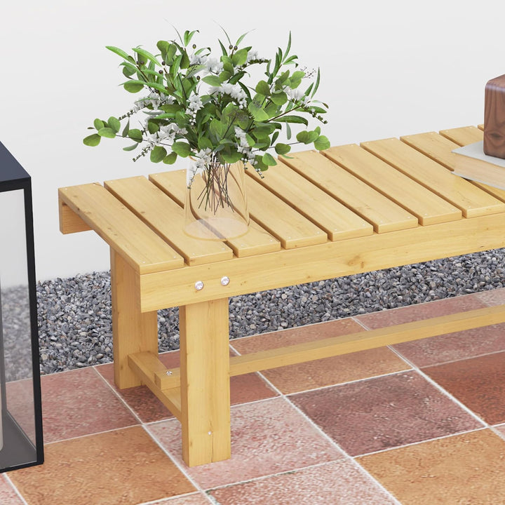 Outsunny Gartenbank, 2-Sitzer Sitzbank, Gartenmöbel, Rustikale Bank, Massivholz, Natur, 110 x 38 x 3