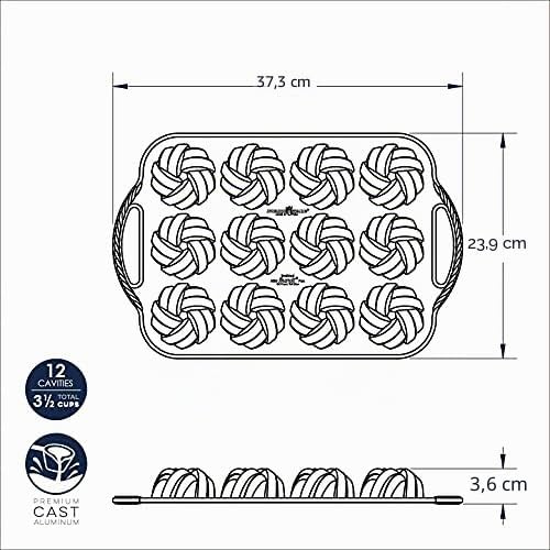 Nordic Ware 95377 Bundtlette-Pfanne zum 75. Jahrestag, geflochten, Goldfarben
