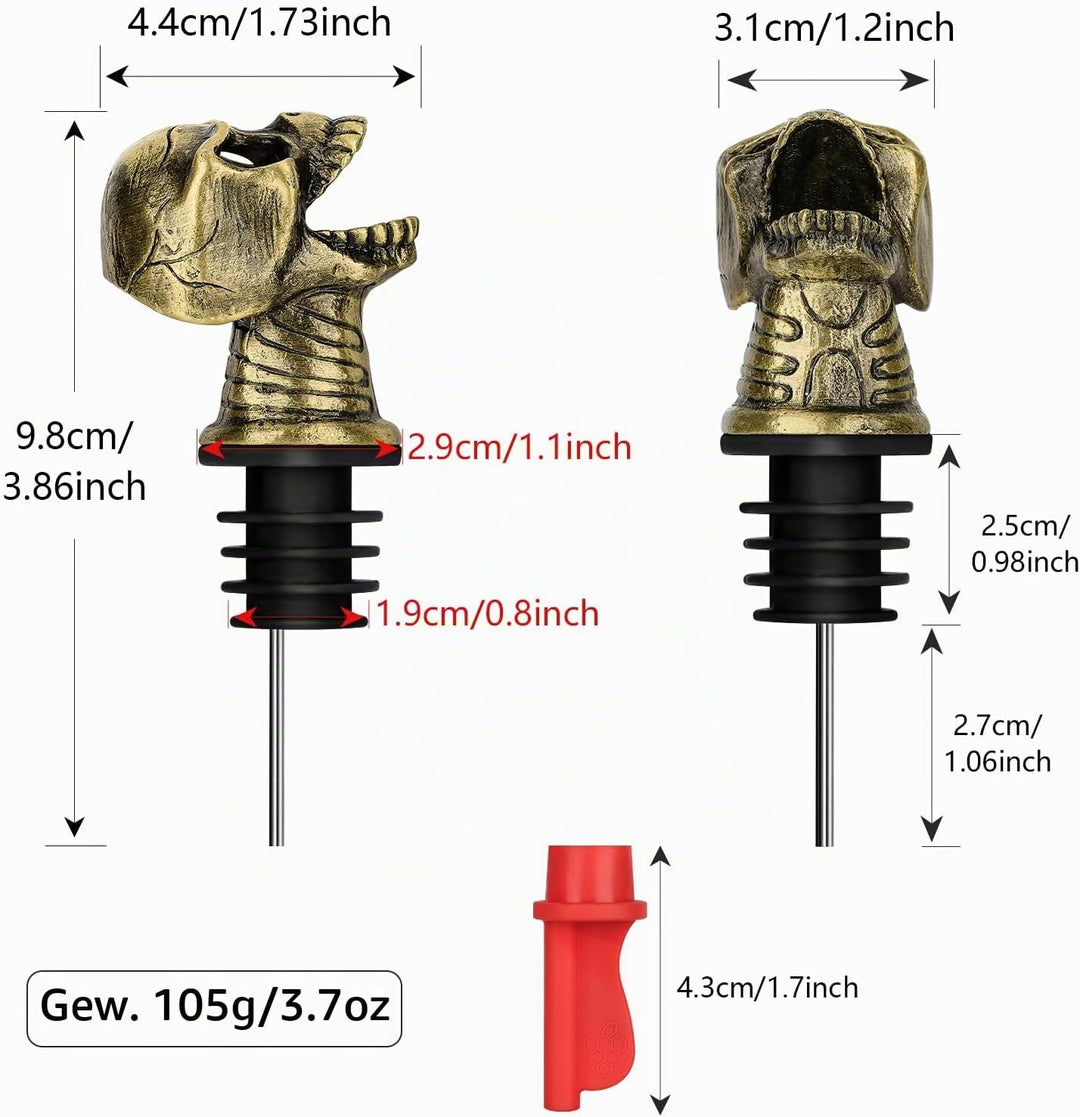 LKKCHER Totenkopf 2-in-1 Weinflaschenverschluss und Ausgiesser, Totenkopf Deko, Totenkopf Wein Gesch