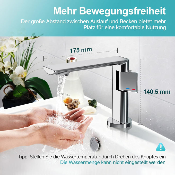 Wasserhahn Bad Messinggehäuse Waschtischarmatur mit Keramikkartusche Einhebelmischer für Badezimmer